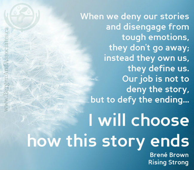 Understanding emotions using Inside out and Rising Strong. Quote by Brené Brown: When we deny our stories and disengage from tough emotions, they don